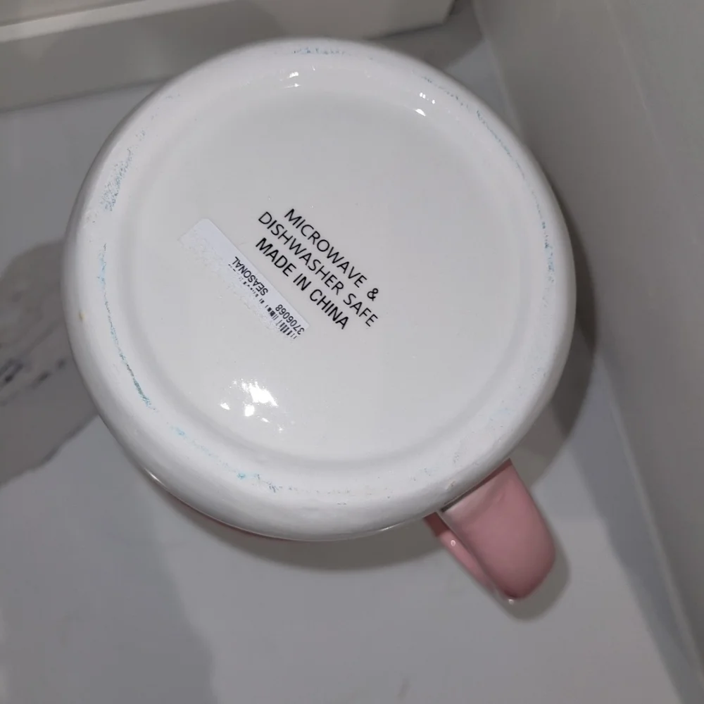 Baby Mushroom Pink & White Ceramic 20oz Coffee Mug Cottagecore Kawaii